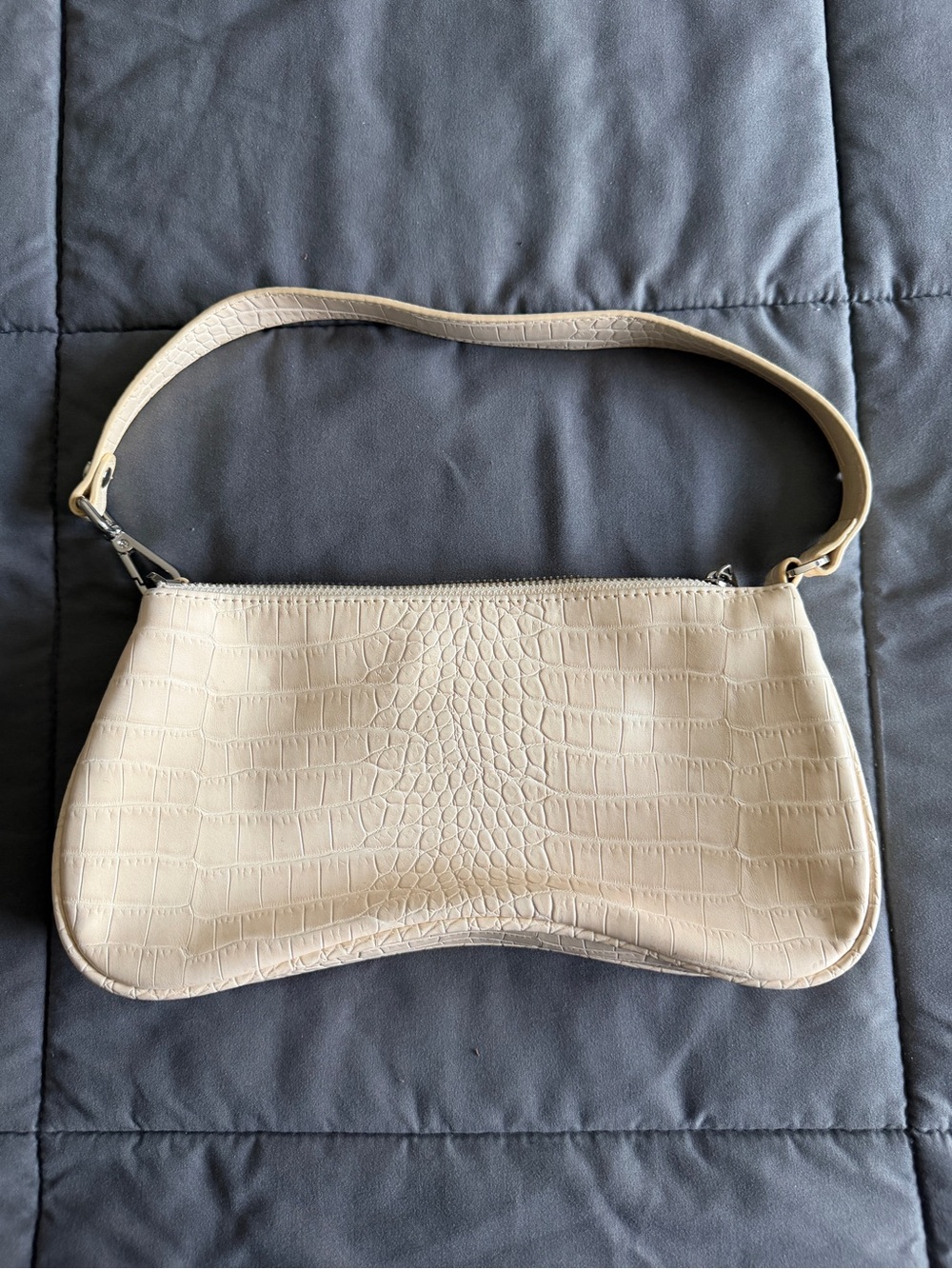 JW PEI Cream Croc-Embossed Shoulder Bag